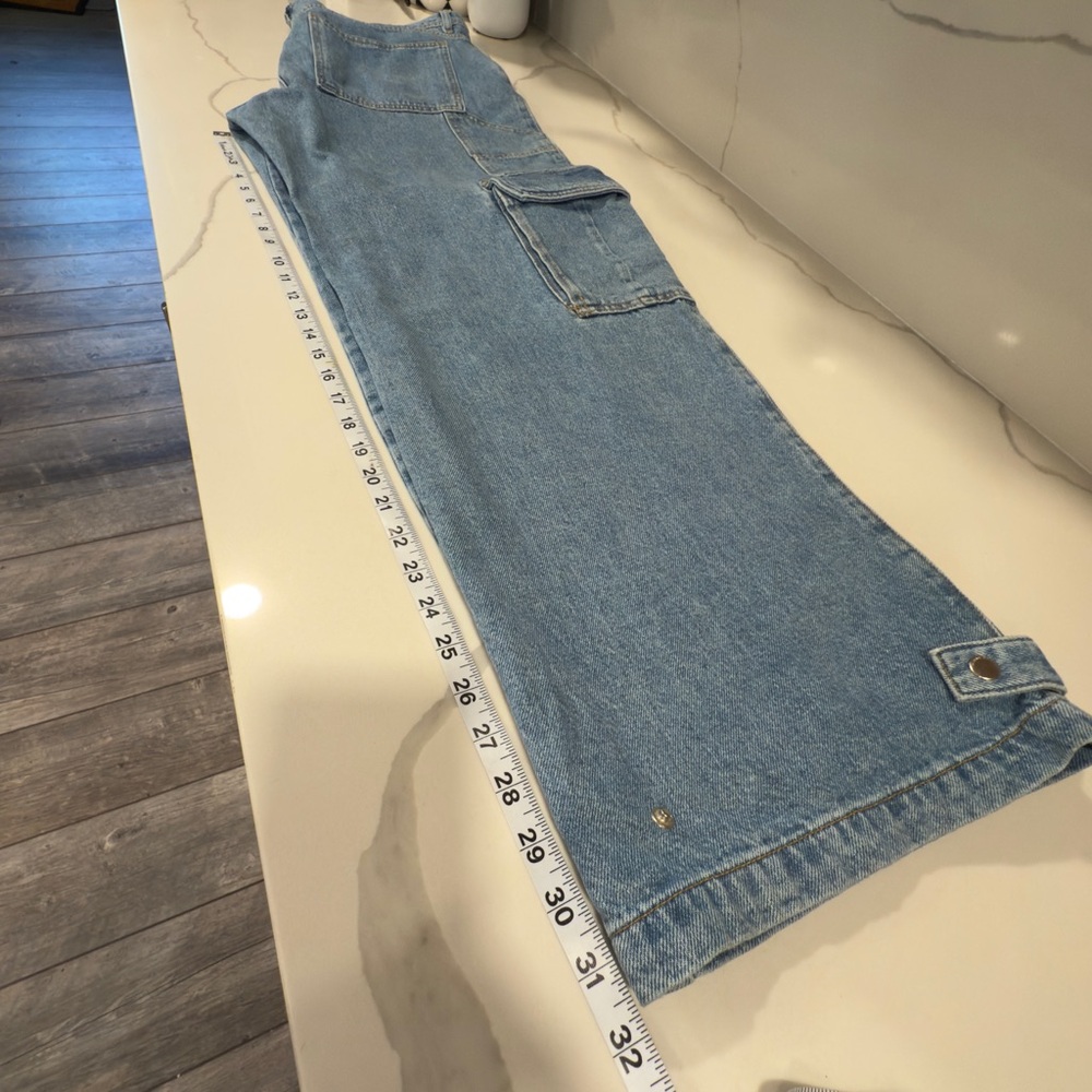 Mango MNG Cargo Jeans Womens 10 Blue Denim Cargo‎ Baggy Grunge Pockets NWT - Picture 14 of 16